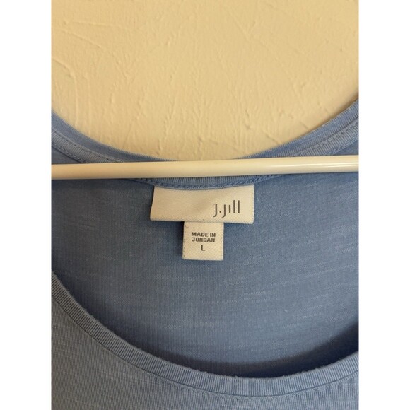 J Jill Large Dusty Blue Short Sleeve Shift Dress Rayon Lounge Minimalist - Picture 4 of 5